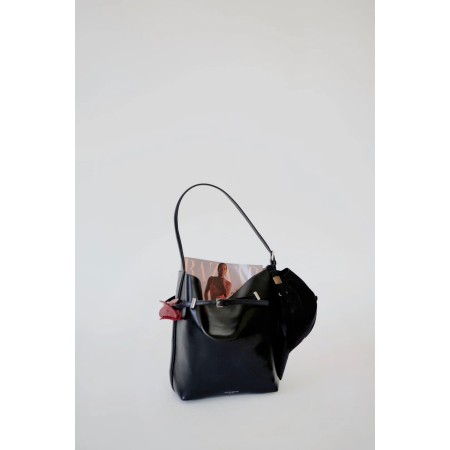 BLACK BELTED TOTE BAG solde