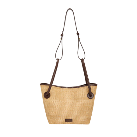 LEATHER-TRIMMED RAFFIA BUCKET BAG vente chaude votre 