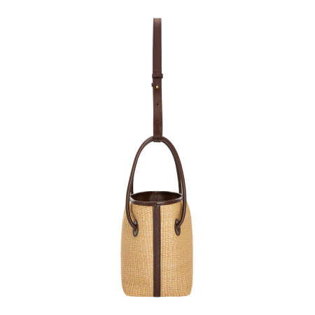 LEATHER-TRIMMED RAFFIA BUCKET BAG vente chaude votre 