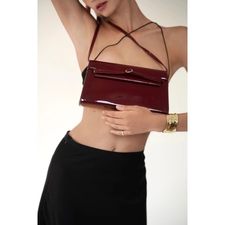 PATENT DARK CHERRY SHOULDER BAG de pas cher