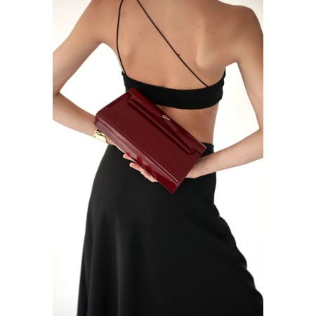 PATENT DARK CHERRY SHOULDER BAG de pas cher