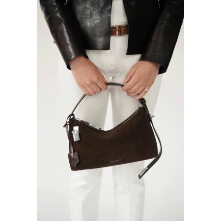 SILVER ESPRESSO SUEDE HOBO BAG Comparez plus de prix