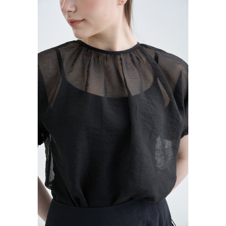 LAYERED SHEER TOP_BLACK pas cher