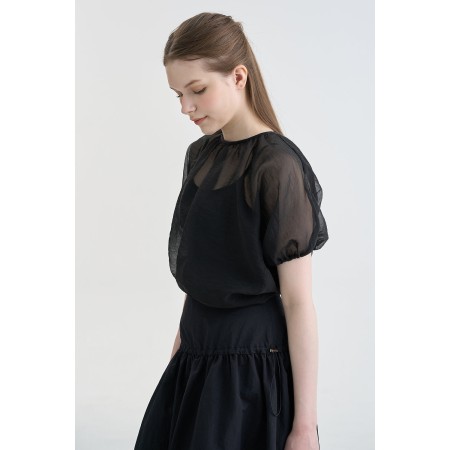 LAYERED SHEER TOP_BLACK pas cher