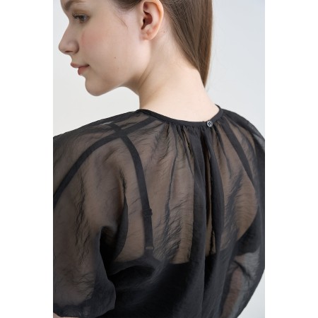 LAYERED SHEER TOP_BLACK pas cher