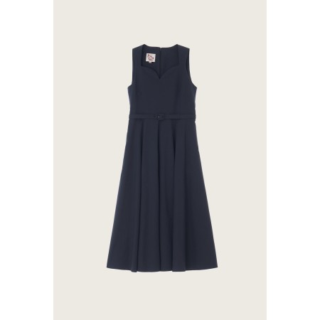 HEART NECK FLARE MIDI DRESS_NAVY offre 