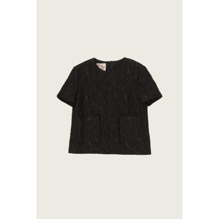 JACQUARD POCKET TOP_BLACK en linge