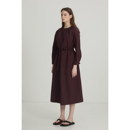 SHIRRING SHIRT DRESS_BURGUNDY Paris Déstockage Promo