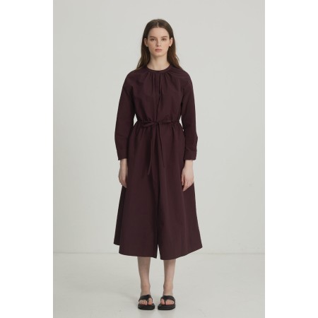 SHIRRING SHIRT DRESS_BURGUNDY Paris Déstockage Promo