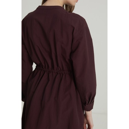 SHIRRING SHIRT DRESS_BURGUNDY Paris Déstockage Promo