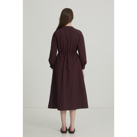 SHIRRING SHIRT DRESS_BURGUNDY Paris Déstockage Promo