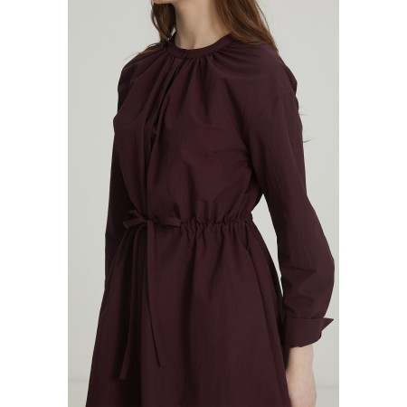 SHIRRING SHIRT DRESS_BURGUNDY Paris Déstockage Promo