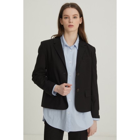 TAILORED SUIT JACKET_BLACK destockage