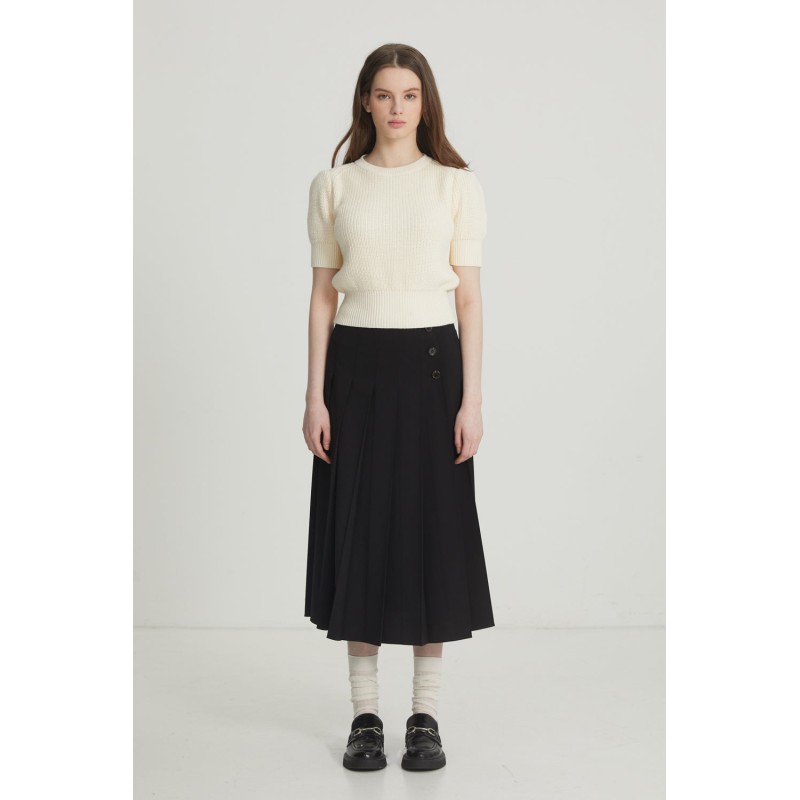 PLEATS MIDI SKIRT_BLACK rembourrage situé sous