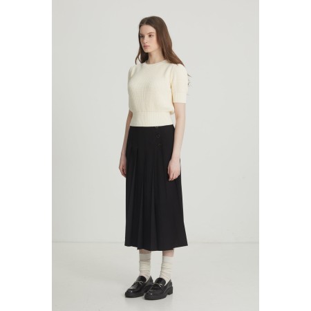 PLEATS MIDI SKIRT_BLACK rembourrage situé sous