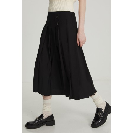 PLEATS MIDI SKIRT_BLACK rembourrage situé sous