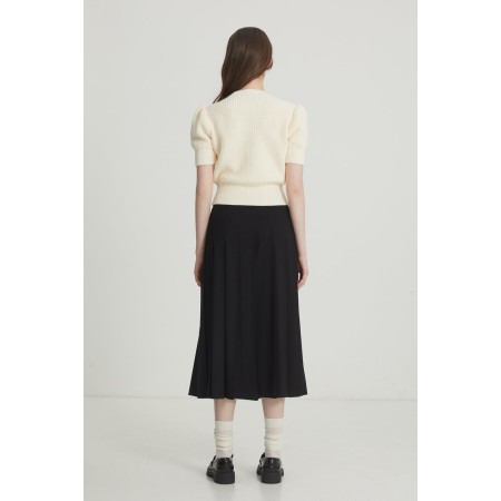 PLEATS MIDI SKIRT_BLACK rembourrage situé sous