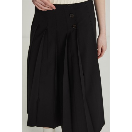 PLEATS MIDI SKIRT_BLACK rembourrage situé sous