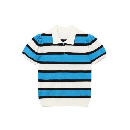 PETIT PUFF STRIPED COLLAR KNIT_BLUE france