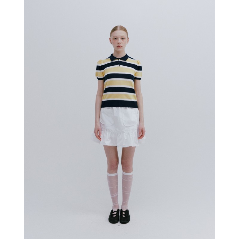 PETIT PUFF STRIPED COLLAR KNIT_YELLOW sur le site 