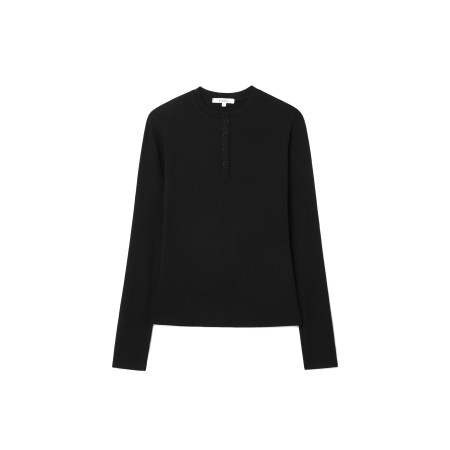 HENRY NECK LONG SLEEVE T-SHIRT_BLACK Economisez 