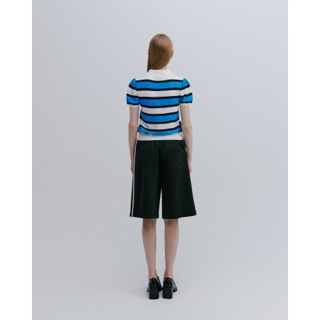 PETIT PUFF STRIPED COLLAR KNIT_BLUE france