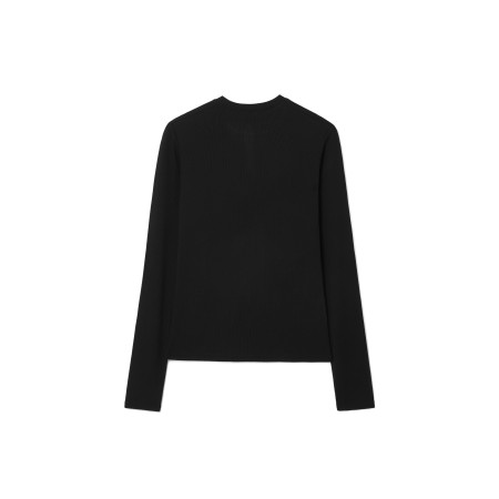 HENRY NECK LONG SLEEVE T-SHIRT_BLACK Economisez 