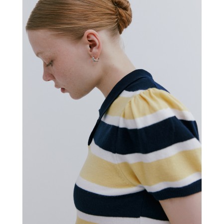 PETIT PUFF STRIPED COLLAR KNIT_YELLOW sur le site 