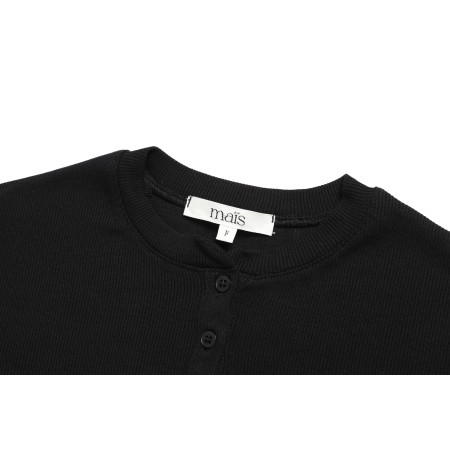 HENRY NECK LONG SLEEVE T-SHIRT_BLACK Economisez 