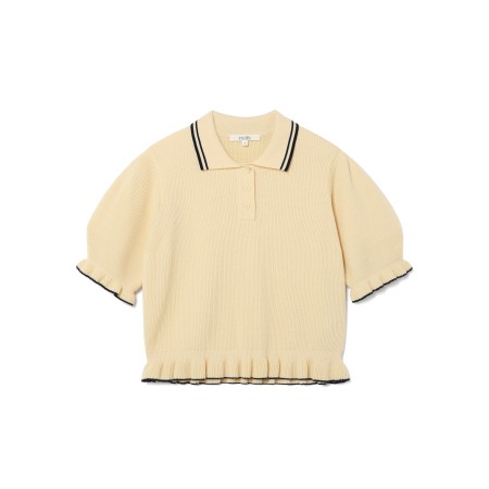 RUFFLE SLEEVE POLO KNIT_BUTTER à prix réduit toute l'année