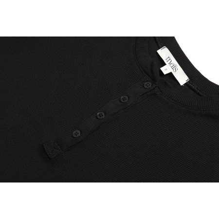 HENRY NECK LONG SLEEVE T-SHIRT_BLACK Economisez 