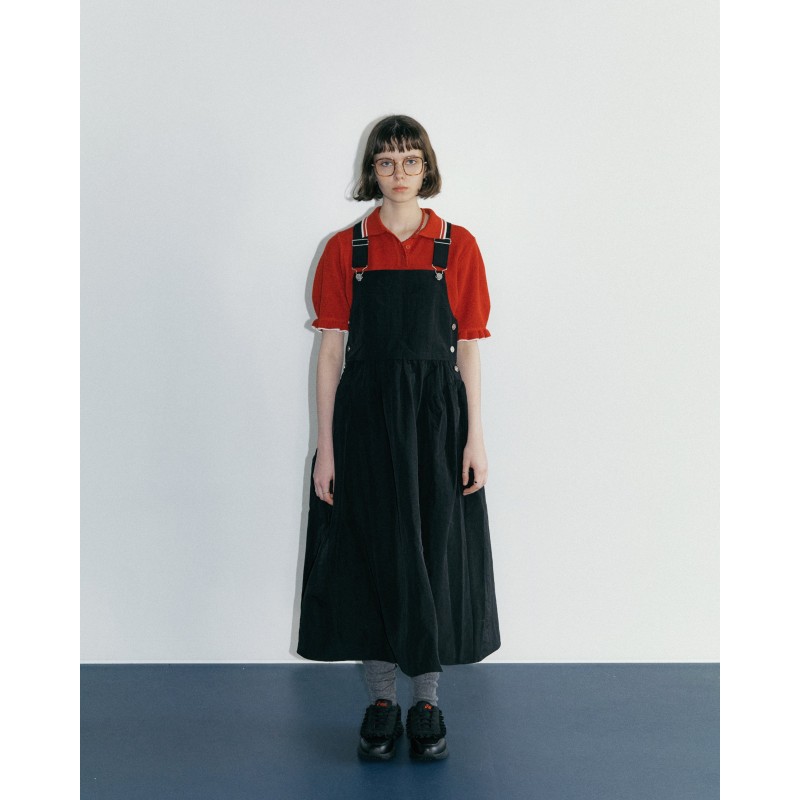 SIDE PUFF NYLON OVERALL DRESS_BLACK votre