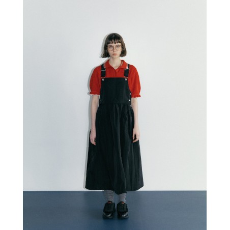 SIDE PUFF NYLON OVERALL DRESS_BLACK votre