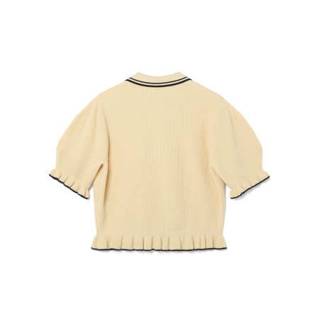 RUFFLE SLEEVE POLO KNIT_BUTTER à prix réduit toute l'année