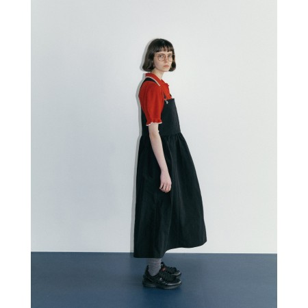 SIDE PUFF NYLON OVERALL DRESS_BLACK votre