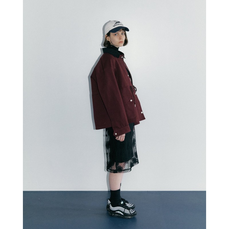 STRING COTTON TWILL FIELD JACKET_BURGUNDY de pas cher