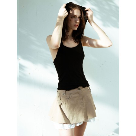 HOOD SLEEVELESS TOP_BLACK pas cher 