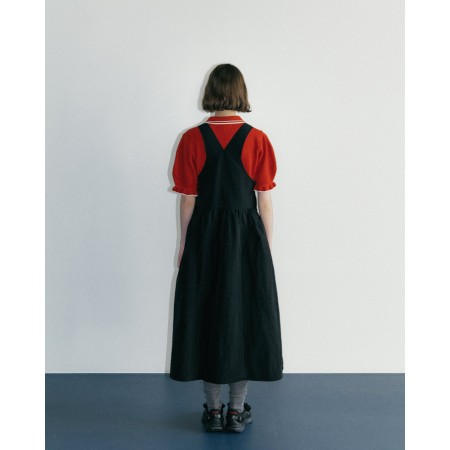 SIDE PUFF NYLON OVERALL DRESS_BLACK votre