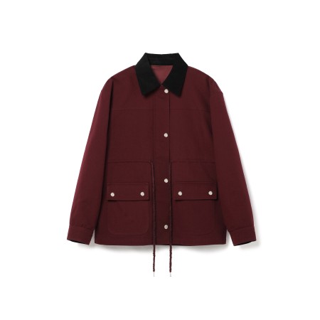 STRING COTTON TWILL FIELD JACKET_BURGUNDY de pas cher