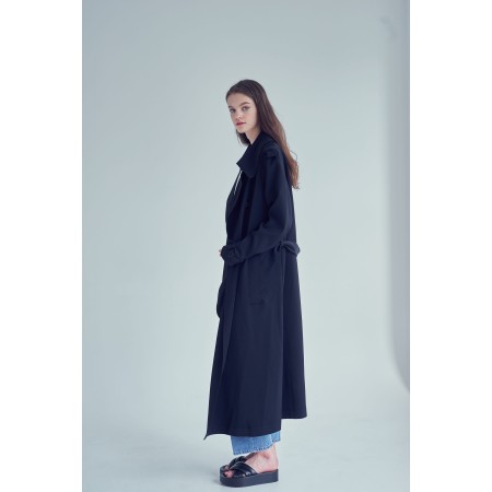 MAXI TRENCH COAT_BLACK en linge