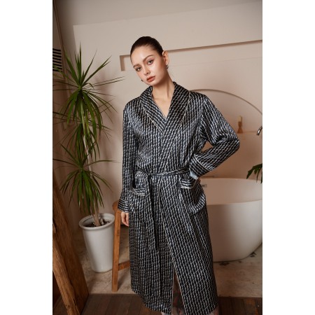 SILVER CREST NAVY SILK SATIN ROBE vous aussi creer 