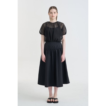 STRING MIDI YOKE SKIRT_BLACK la chaussure