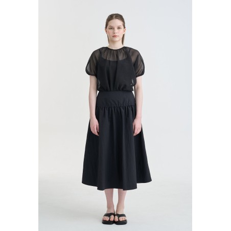 STRING MIDI YOKE SKIRT_BLACK la chaussure