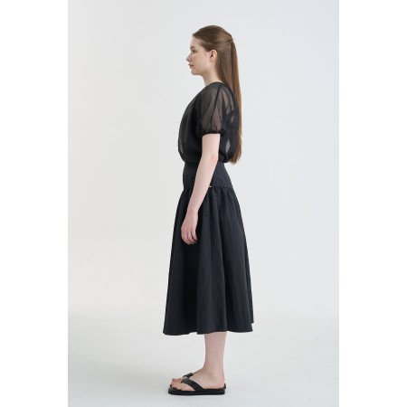 STRING MIDI YOKE SKIRT_BLACK la chaussure