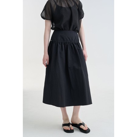 STRING MIDI YOKE SKIRT_BLACK la chaussure