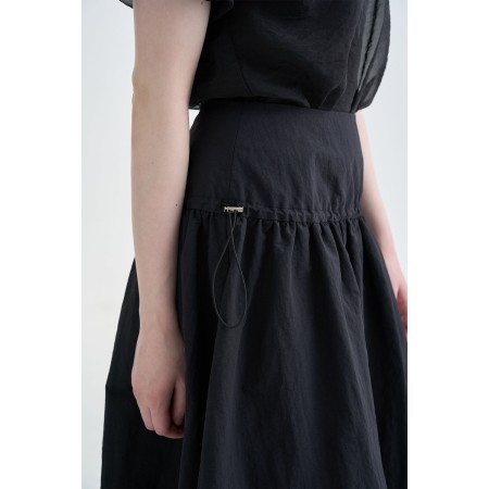 STRING MIDI YOKE SKIRT_BLACK la chaussure