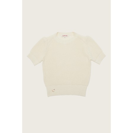 COTTON PUFF SLEEVE KNIT_IVORY brillant des détails fins