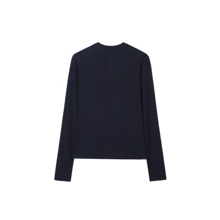 HENRY NECK LONG SLEEVE T-SHIRT_DARK NAVY Les êtres humains sont 