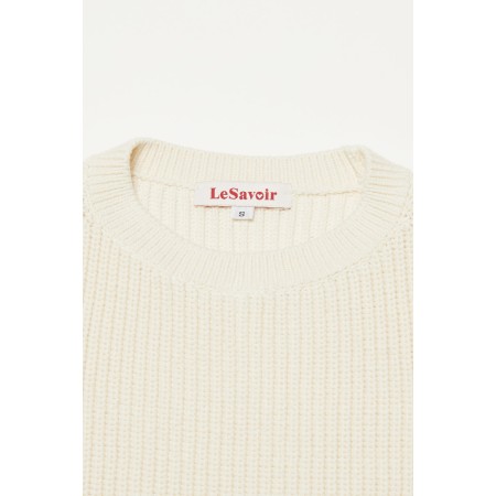 COTTON PUFF SLEEVE KNIT_IVORY brillant des détails fins