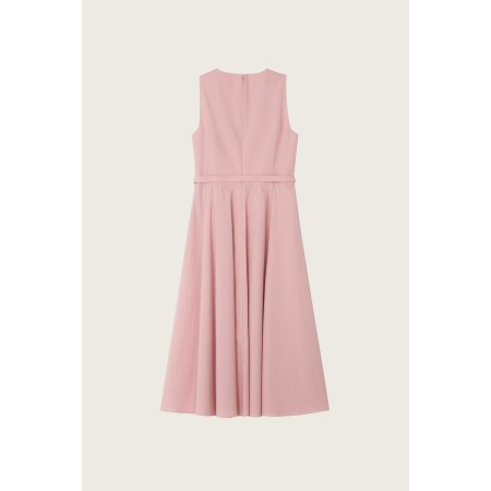 HEART NECK FLARE MIDI DRESS_PINK commande en ligne